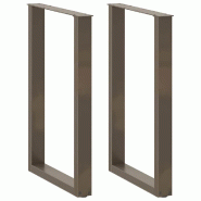 Helloshop26 - Lot de 2 pieds de table de bar en U 60 x 90 cm avec niveleurs réglables design moderne en acier naturel 02_0057467 - acier 3000240050114