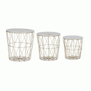 Helloshop26 - Lot de 3 tables basses modernes décoratives salon rangement intérieur 40 x 39,5 x 31 cm en métal doré 13_0011281 - doré métal 3000