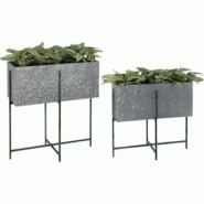 Jardinière sur pied en zinc intérieure extérieure (Lot de 2) Rectangulaires - 22,3 / 33,3 litres Esschert Design - gris 8714982145131 Jardinière sur pied en zinc intérieure extérieure (Lot de 2) Rectangulaires - 22,3 / 33,3 litres Esschert Design - gris 8714982145131