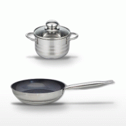 Lot Poêle 28 cm & Faitout 12 cm Elo Profi Therm Platinum - gris inox 3176239989076