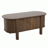 Oviala Business Table basse relavable effet bois ovale 100x48 cm bois foncé - marron 115507