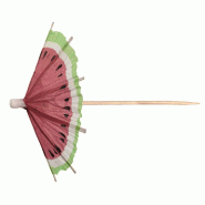 Pique ombrelle pastèque papier et bambou couleur naturelle 10cm - par 5000