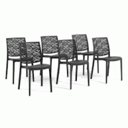 RATTATAN Set 6 Chaises en polypropylène avec fibre de verre empilables pour extérieur et jardin, bar et restaurant, cuisine design moderne - MALIKA RATTATAN Set 6 Chaises en polypropylène avec fibre de verre empilables pour extérieur et jardin, bar et restaurant, cuisine design moderne - MALIKA