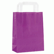 Sac kraft poignées plates pourpre 19+8X25cm - par 50