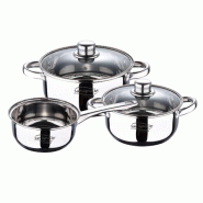 San Ignacio - Batterie de cuisine Cassel 16/18/20 cm en acier inoxydable compatible induction - multi-matériau SG-8171 San Ignacio - Batterie de cuisine Cassel 16/18/20 cm en acier inoxydable compatible induction - multi-matériau SG-8171
