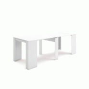 SKRAUT HOME Table console extensible, 220, Pour 10 personnes, Table à Manger, Blanc - blanc Bois manufacturé 235B2018