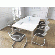 Table de réunion tonneau bois blanc Quarto - 200x120 cm - Bois mélaminé ou stratifié 30mm - Avec ou sans trappes passe-câbles - Garantie 8 ans Table de réunion tonneau bois blanc Quarto - 200x120 cm - Bois mélaminé ou stratifié 30mm - Avec ou sans trappes passe-câbles - Garantie 8 ans