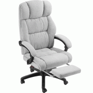 Tectake Chaise de bureau JILIEN avec repose-pieds et revêtement en velours - gris - 406162 - gris métal 406162