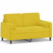 VidaXL Canapé 2 places avec oreillers décoratifs jaune 120 cm velours Modèle AbriChant 357 - 3200877