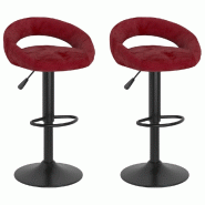 VidaXL Tabourets de bar lot de 2 rouge vin velours Modèle Nova Élégance - 333275