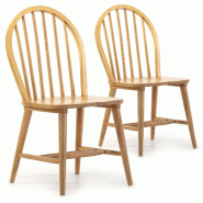 VS Venta-stock Pack 2 chaises Clarck Couleur Chêne, Bois Massif, 48 cm x 48 cm x 92 cm - jaune Bois massif I20043