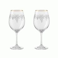 Aulica Verres à vin gravé vigne bord doré - lot de 2 - transparent 904920 Aulica Verres à vin gravé vigne bord doré - lot de 2 - transparent 904920