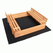 Bac à sable couvercle repliable 2 bancs intégrés 98 cm bois d\'épicéa 16_0002201