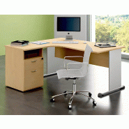 Bureau d'angle 160 x 80/100 cm compact pied panneau en 