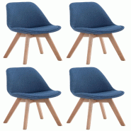CLP Lot de 4 chaises de salle à manger Borneo V2 en Tissu Bleu/Nature - bleu textile 319287