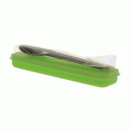 Couverts réutilisables dans une boite en plastique verte 21x5,5x2,2 cm - par 20