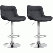 Décoshop26 - Lot de 2 tabourets de bar x1 avec coutures décoratives en PVC noir pied en trompette métal chromé 10_0004450 - noir 3000252108605 Décoshop26 - Lot de 2 tabourets de bar x1 avec coutures décoratives en PVC noir pied en trompette métal chromé 10_0004450 - noir 3000252108605