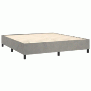 Décoshop26 - Sommier à lattes sur pieds cadre de lit 180x200 cm tissu velours gris clair TDL0207177 - gris 3001170288004