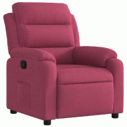 Fauteuil inclinable rouge bordeaux velours Modèle Elveline - 373505