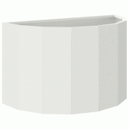 Helloshop26 - Jardinière demi-ronde moderne extérieur 60 x 30 x 35 cm facile à entretenir en acier blanc 02_0052937 - blanc métal 3000237660265