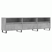 Helloshop26 - Meuble TV design moderne rangement salon 150 x 30 x 44 cm en bois d'ingénierie gris béton 02_0048983 - gris Bois massif 3000235591813