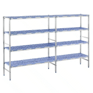 Rayonnage monté en ligne clayettes polypropylène 5 niveaux P 500 x H 1750 mm (Longueur hors tout (Longueur utile) spéciale pour rayonnage, mm: 1728 (c_0