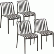Tectake Chaises de jardin Alcudia - Lot de 4 chaises empilables en plastique polypropylène gris anthracite, résistantes aux intempéries - 406050 Tectake Chaises de jardin Alcudia - Lot de 4 chaises empilables en plastique polypropylène gris anthracite, résistantes aux intempéries - 406050