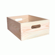 WellHome Boîte de rangement empilable en pin massif 60x40x15 cm - beige Bois massif WH13399