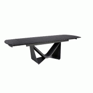 Angel Cerdá Table de salle à manger extensible ovale tonneau en verre noir, acier, fibre de verre gris foncé et métal 1196C Ø200 x 105 x 76 - mar Angel Cerdá Table de salle à manger extensible ovale tonneau en verre noir, acier, fibre de verre gris foncé et métal 1196C Ø200 x 105 x 76 - mar