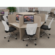 Bureau pour call center 7 places forme marguerite - acacia foncé