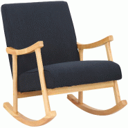 CLP Chaise a bascule Morelia en tissu avec pieds nature Noir - noir textile 314603 CLP Chaise a bascule Morelia en tissu avec pieds nature Noir - noir textile 314603