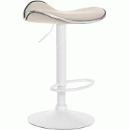 CLP Tabouret de bar Shanghai similicuir avec pied en métal Crème/Métal blanc mat - beige polyester 323787 CLP Tabouret de bar Shanghai similicuir avec pied en métal Crème/Métal blanc mat - beige polyester 323787
