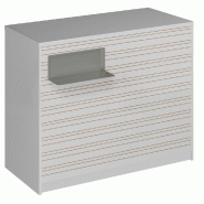 Comptoir Vertigo H T04 nat. Spl.Gauche L120cm 2tabl.Couliss.4tab.Amovib-blanc