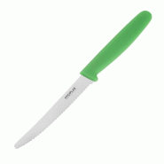 Couteau à tomates denté vert 100mm | Hygiplas - CF898