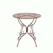Décoshop26 - Table de jardin en fer forgé diamètre Ø 70 cm marron vieilli MDJ10046 - 3000199161909