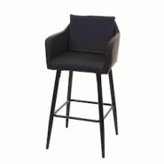 Décoshop26 - Tabouret de bar chaise haute comptoir avec repose-pieds en métal assise en synthétique noir design moderne 04_0001206 - noir 300013103