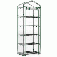 Helloshop26 - Mini serre portable 69 x 48 x 190 cm 5 étagères en métal design pratique en PE blanc 20_0018984 - blanc métal 3000232705282