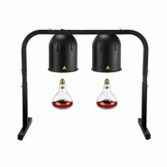 Lampe chauffante infrarouge de buffet sur pied réglable en hauteur 2 ampoules rouges) Noire PREMIUM - GOLDINOX - noir aluminium 3701770846276