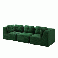 Merax Canapé modulable 3 places, Cloud Sofa Cord sans cadre, canapé lounge près du sol, avec accoudoirs larges, vert - vert multi-matériau W3325S00265