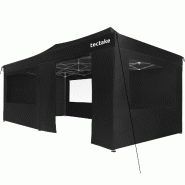 TecTake GmbH tectake Pavillon pliable Viola 3 x 6 m, aluminium, 6 panneaux latéraux 600 x 300 x 316 cm Noir - noir multi-matériau 406773