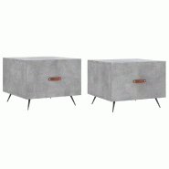 VidaXL Tables basses 2 pcs gris béton 50x50x40 cm bois d'ingénierie Modèle Aero Panorama - 829341
