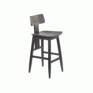 Bazar Bizar Tabouret de bar en bois de teck 51x47x109 cm noir - JANAF041B