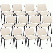 CLP Lot de 12 chaises de visiteur Ken en similicuir Crème - beige polyester 313031 CLP Lot de 12 chaises de visiteur Ken en similicuir Crème - beige polyester 313031