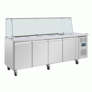 Comptoir à salade GN avec pare-haleine carré Série U 4 portes UA019 Polar