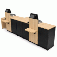 Comptoir caisse noir 2 postes avec dosseret PMR + arche PMR droite (LIVRÉ MONTÉ) - noir Bois manufacturé 694
