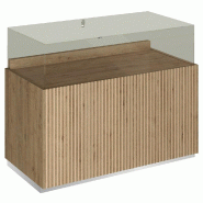 Comptoir T01 vitrine 4 Faces et MDF naturel+chêne clair - 120x60x93cm