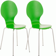 Décoshop26 - Lot de 2 chaises de cuisine salle à manger empilables dossier arrondi en bois vert et métal chromé 10_0003086 - métal 3000251387971