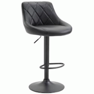 Décoshop26 - Tabouret de bar en synthétique noir pivotant avec repose-pieds métal noir coutures décoratives TDB10587 - noir 3000413169605 Décoshop26 - Tabouret de bar en synthétique noir pivotant avec repose-pieds métal noir coutures décoratives TDB10587 - noir 3000413169605
