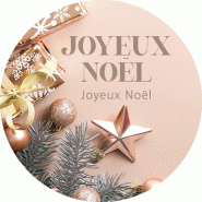 Etiquette cadeau adhésive "Joyeux Noël" rose poudré Ø 35 mm par 500
