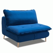 FAUTEUIL LIT CONVERTIBLE EXPRESS LISBONNE 70CM SOMMIER À LATTES MATELAS 13CM VELOURS BLEU